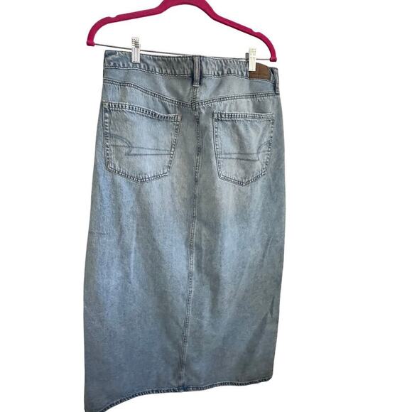 American Eagle Outfitters Women's Blue Low Rise Jean Denim Maxi Skirt Size 12 - Picture 8 of 11